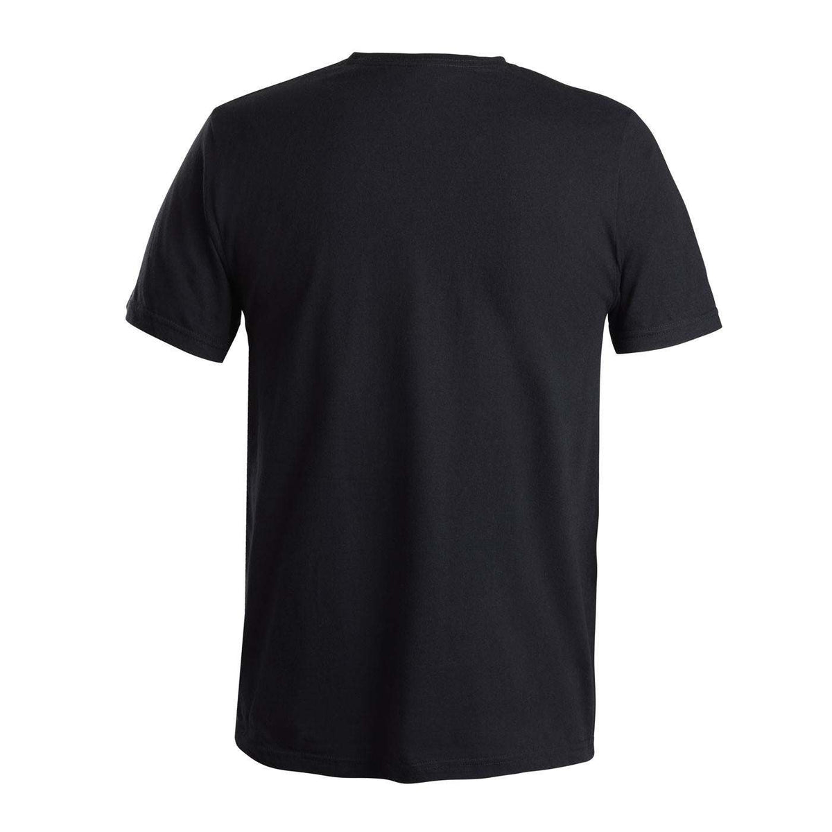 back view of a black shirt.