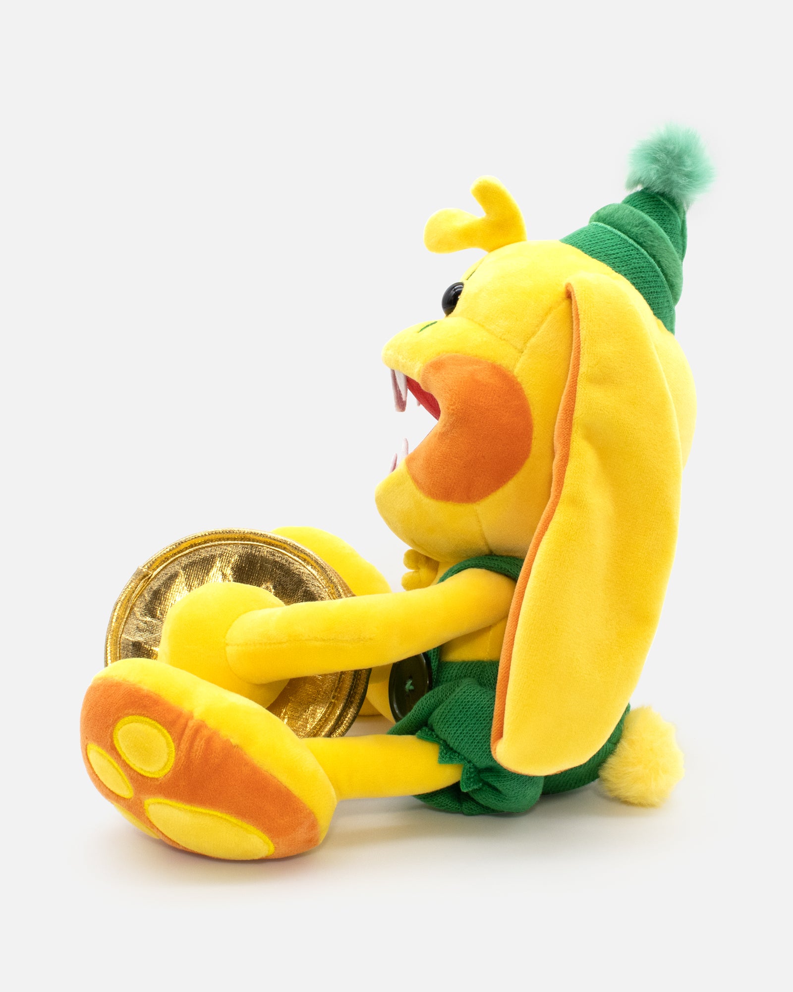 bunzo bunny poppy playtime plush from from left side magnetic cymbals together