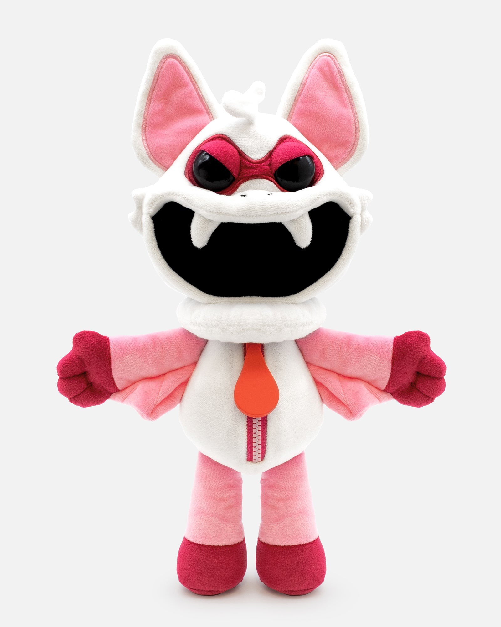 Plush toy with a pink and white design on a white background