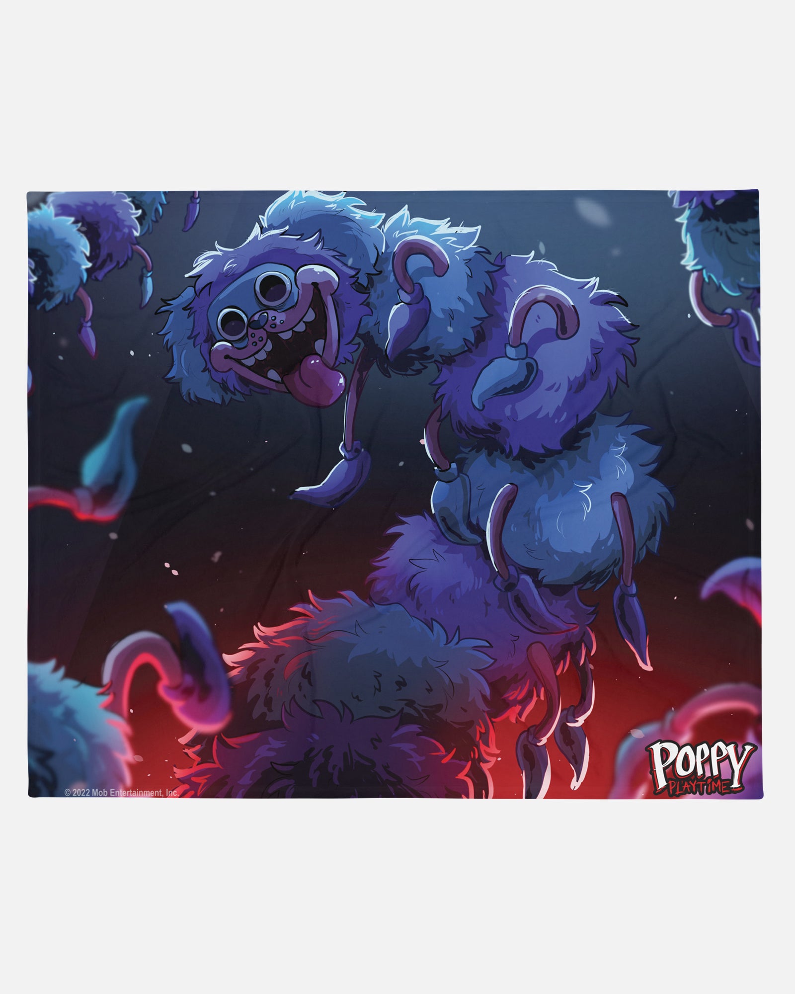 pj pugapillar blanket. image: pj pugapillar long body covering the full space. text: poppy playtime