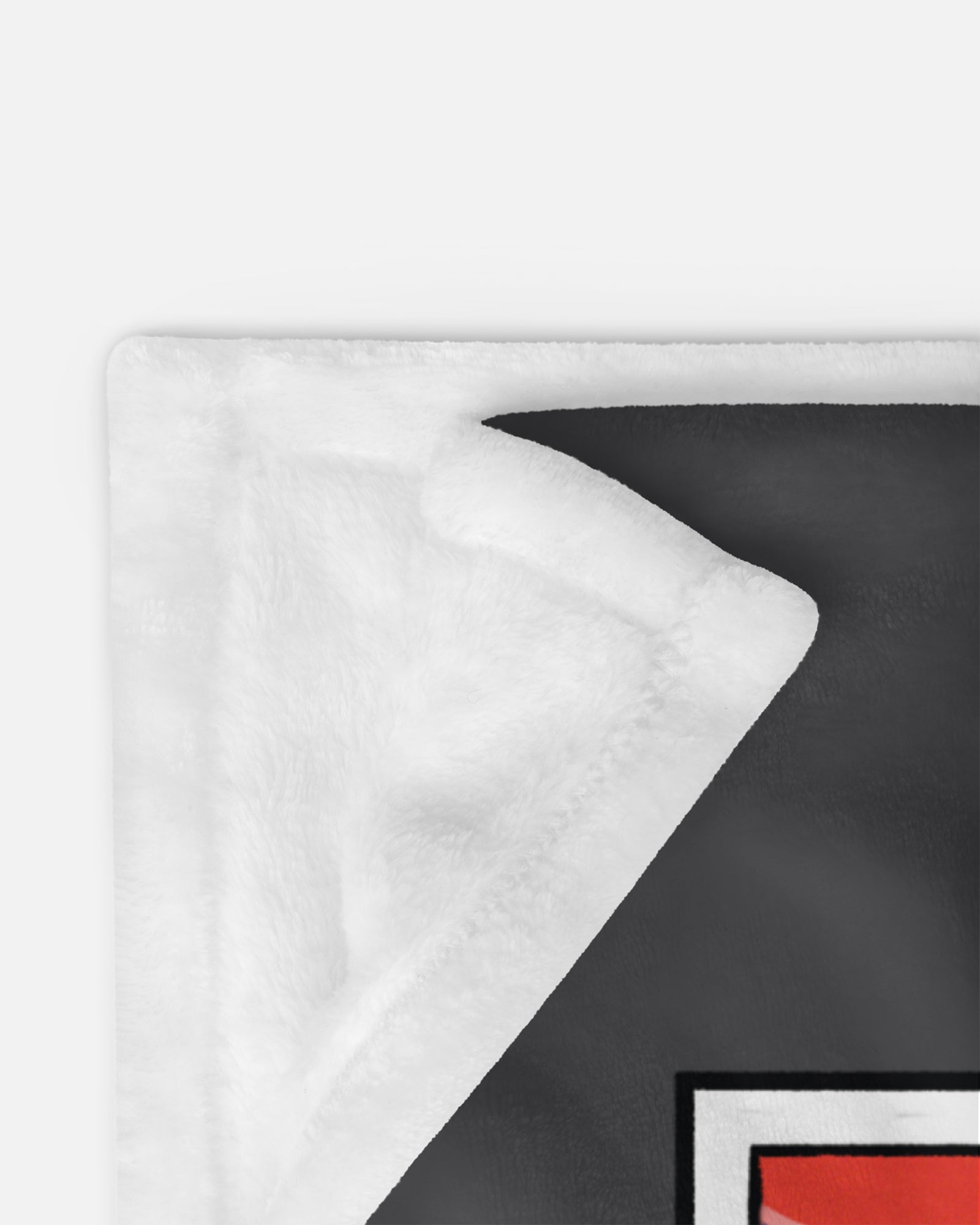 good and evil huggy wuggy blanket showing underside. soft material.