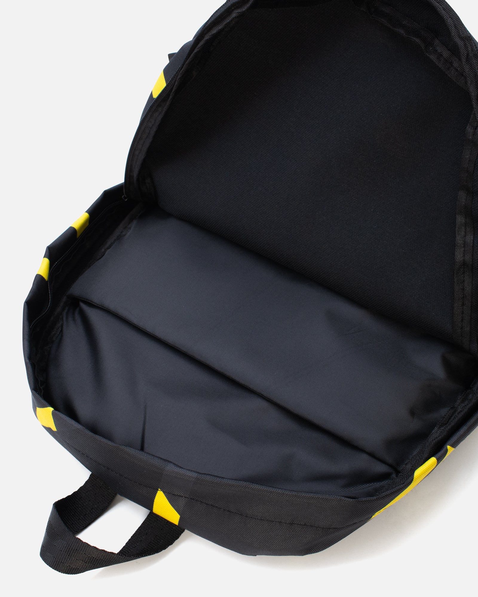 inside backpack. big pocket on back.