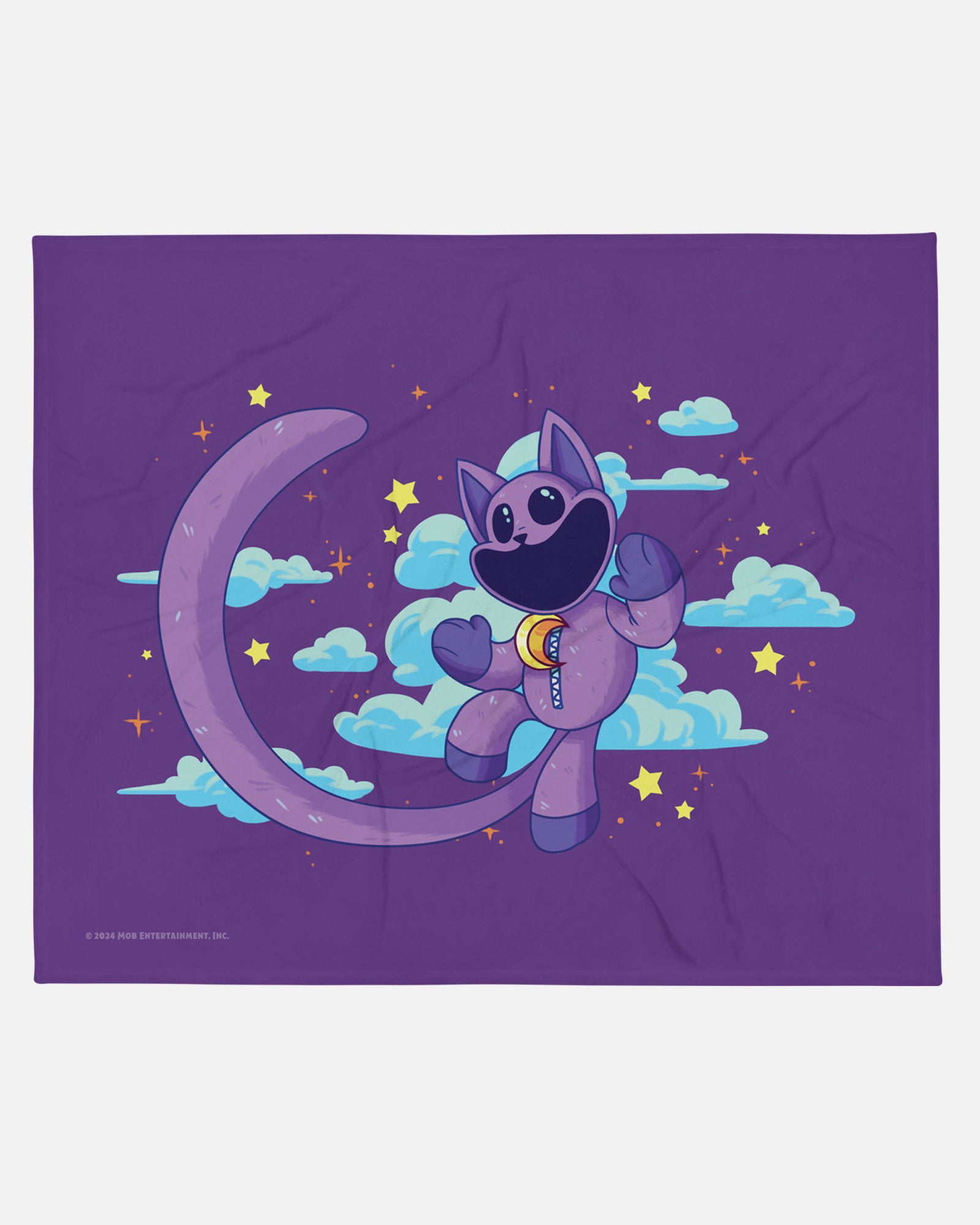 catnap night sky throw blanket. image: catnap in sky with clouds and stars.