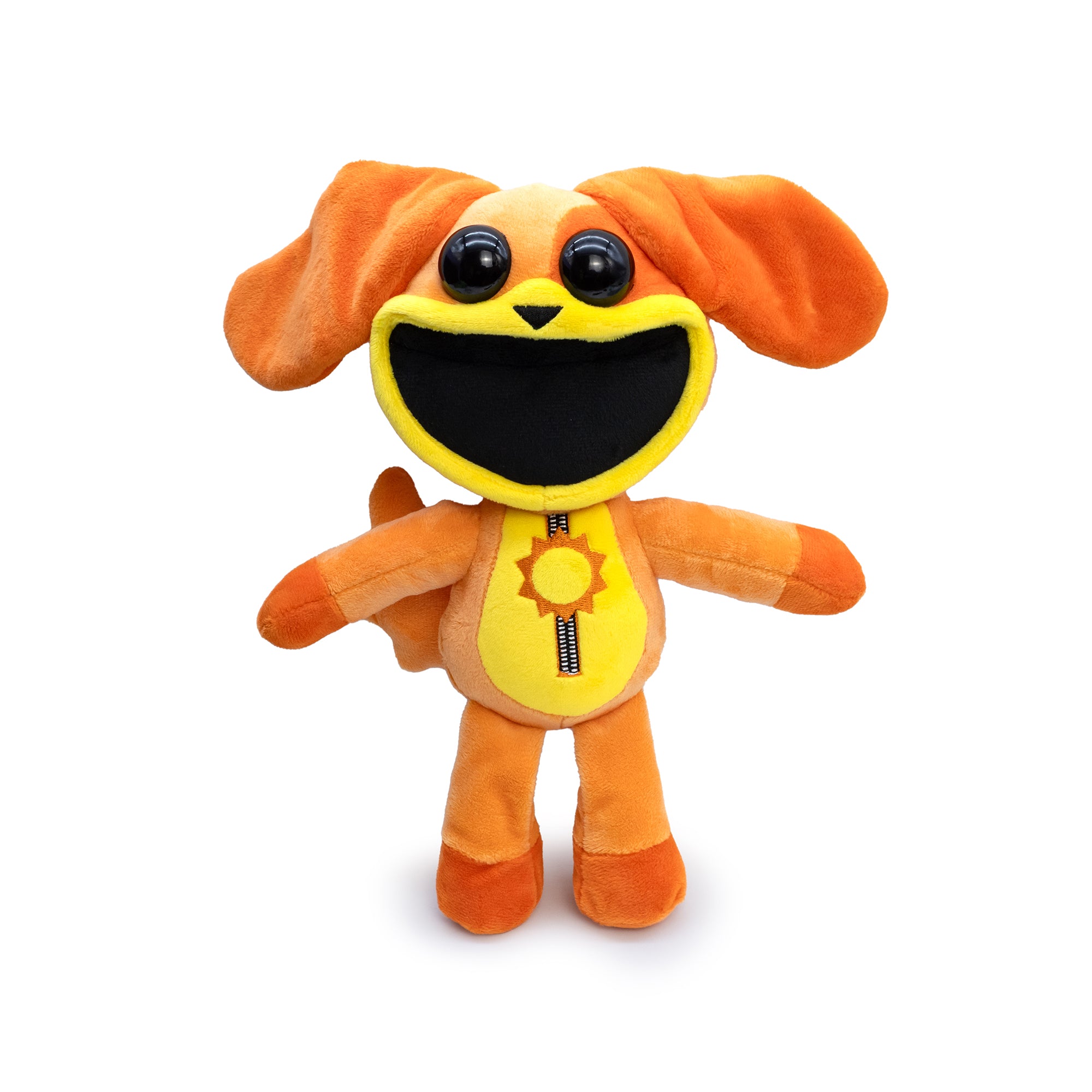 Plush toy with a happy expression on a white background