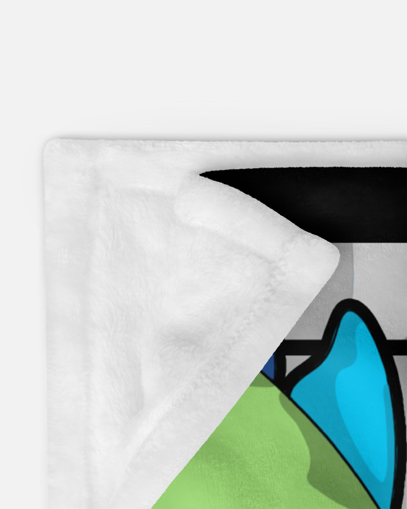 pianosaurus piano keys blanket showing underside. soft material