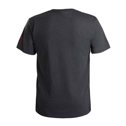 A dark gray short-sleeve t-shirt shown from the back.