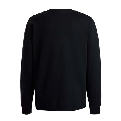 Back view of a long sleeve black shirt.