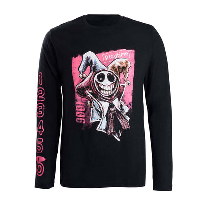 Black long-sleeve shirt with a Prototype design and numbers on right sleeve in pink.