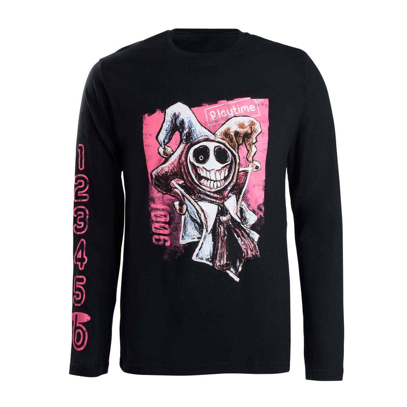 Black long-sleeve shirt with a Prototype design and numbers on right sleeve in pink.