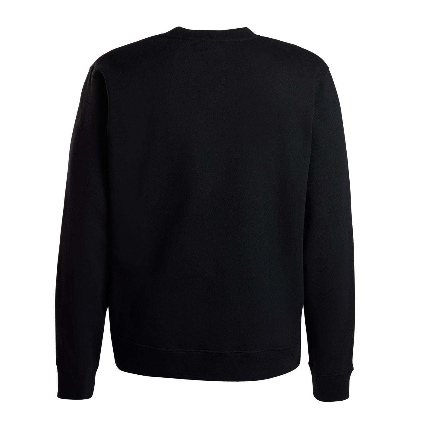 back view of a black long sleeve shirt.