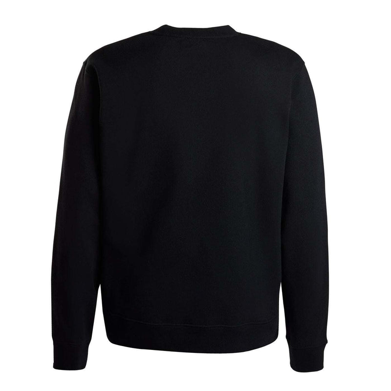back view of a black long sleeve shirt.