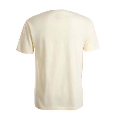 Back view of a beige shirt.