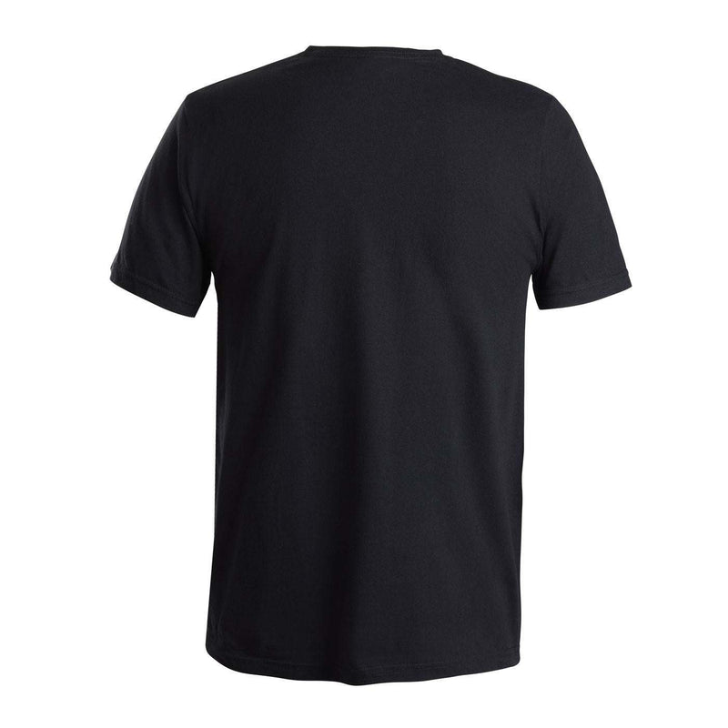 back view of a black shirt.