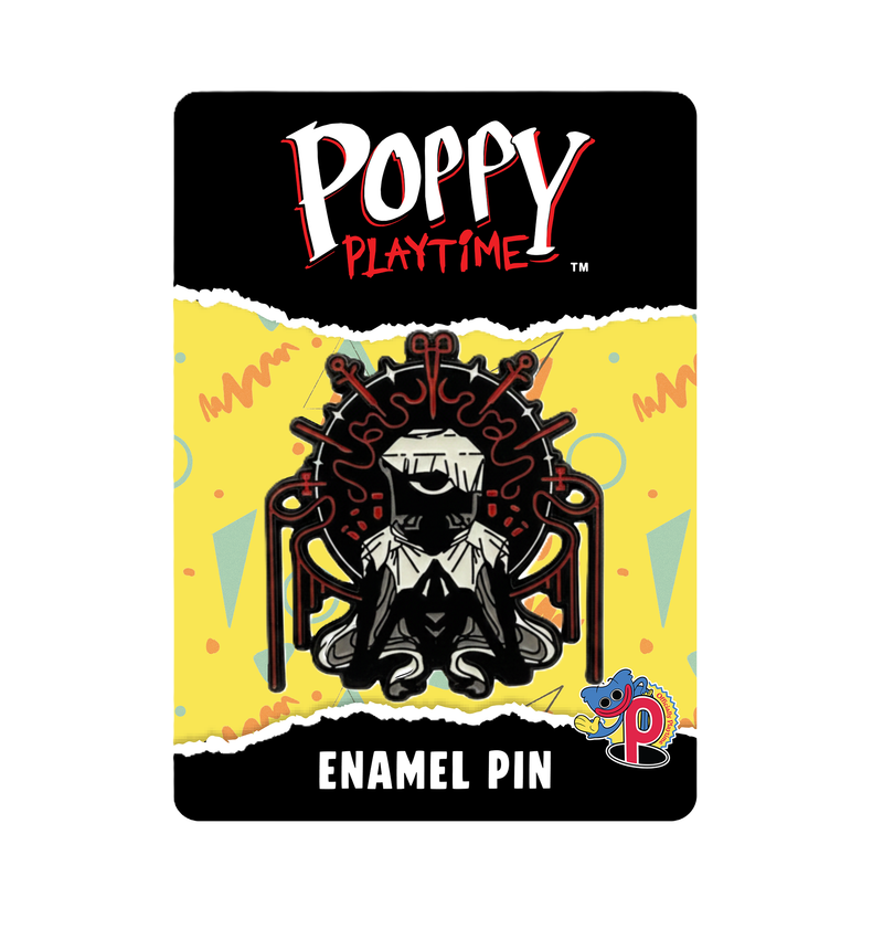 A Poppy Playtime enamel pin card featuring The Doctor with surgical tools around him and 'Enamel Pin' at the bottom.