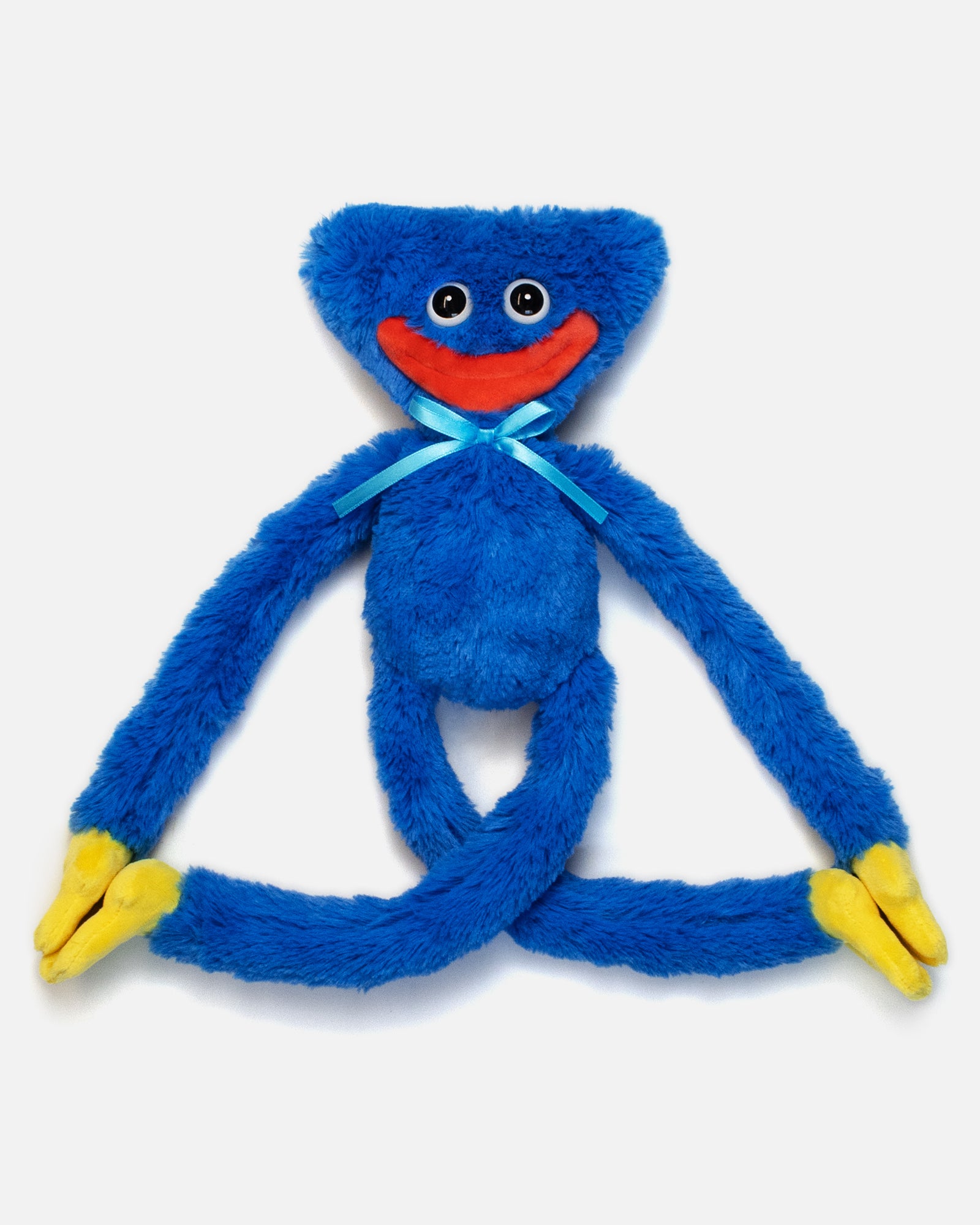 smiling huggy wuggy poppy playtime 19" plush front. hands and feet velcro together.