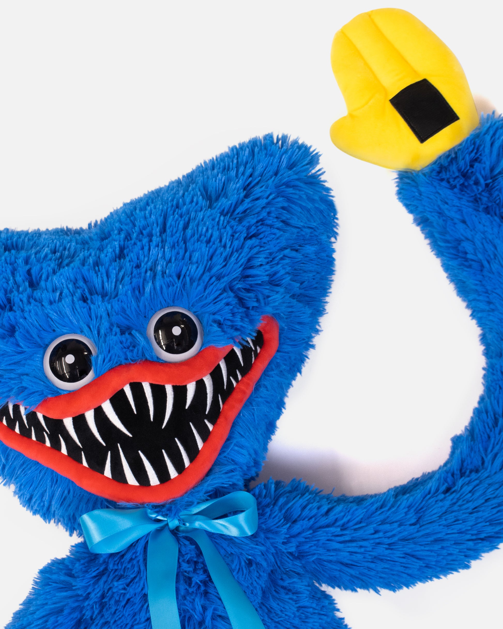 scary huggy wuggy poppy playtime 47" plush close up and arm up.