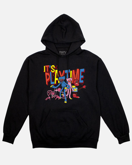 it's playtime poppy gang hoodie front. pockets on front.