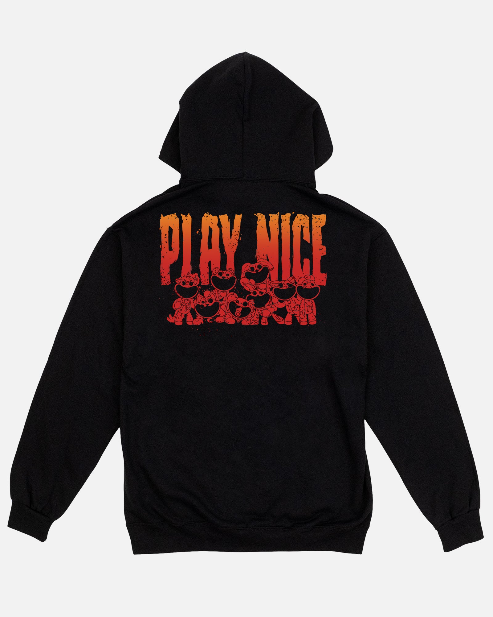 Play Nice Ruined Smiling Critters Black Hoodie back