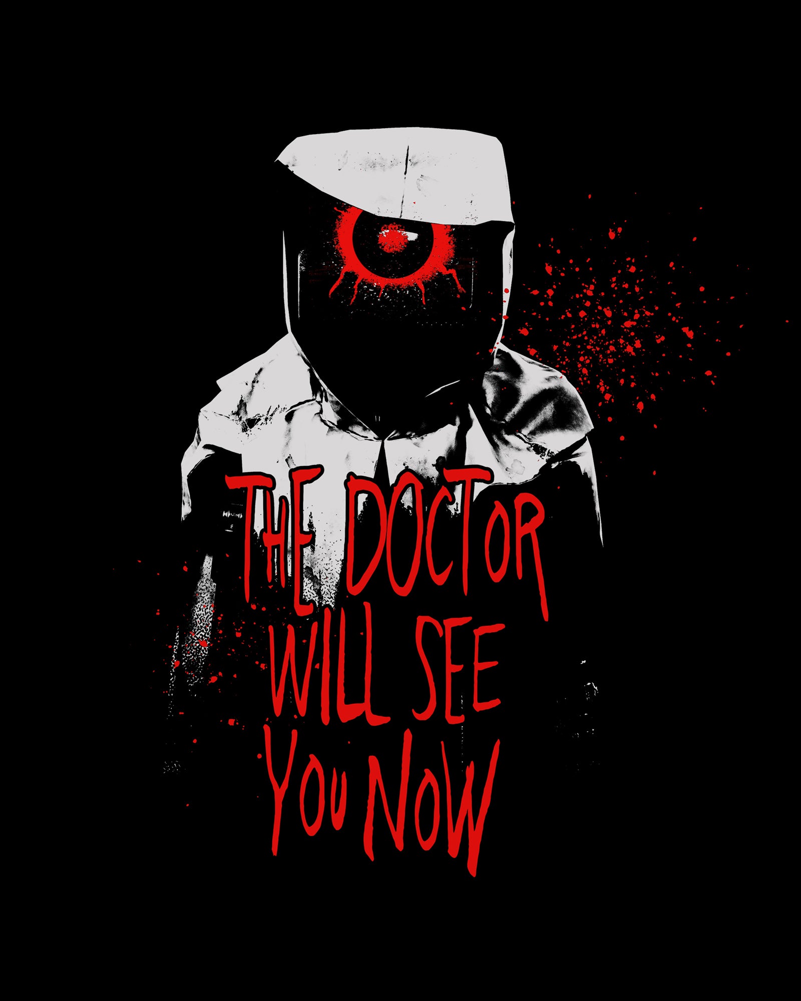 image on shirt: robot tv covered in clock. eye on tv. text: the doctor will see you now.