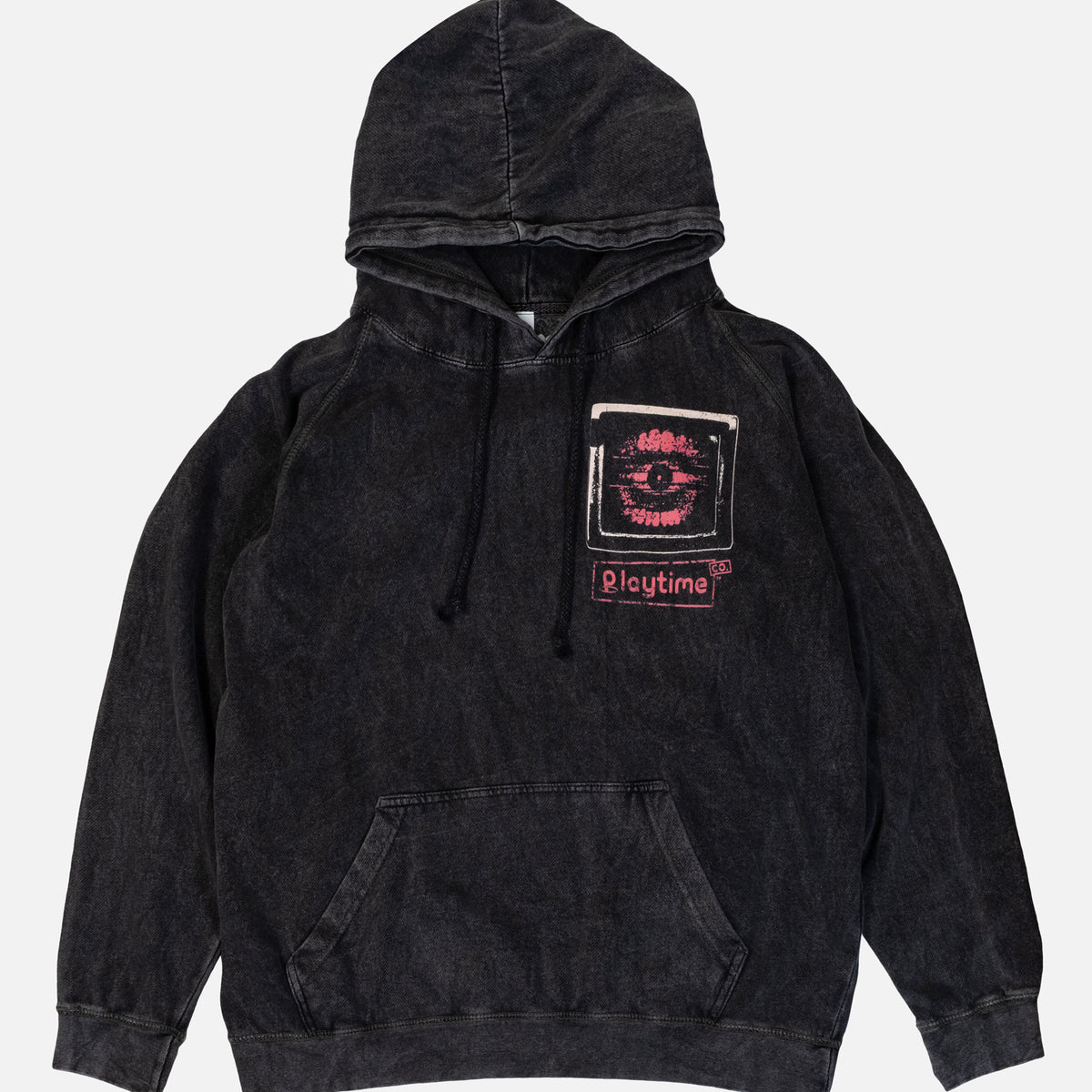 Yarnaby & The Doctor Black Mineral Wash Drawstring Hoodie Poppy