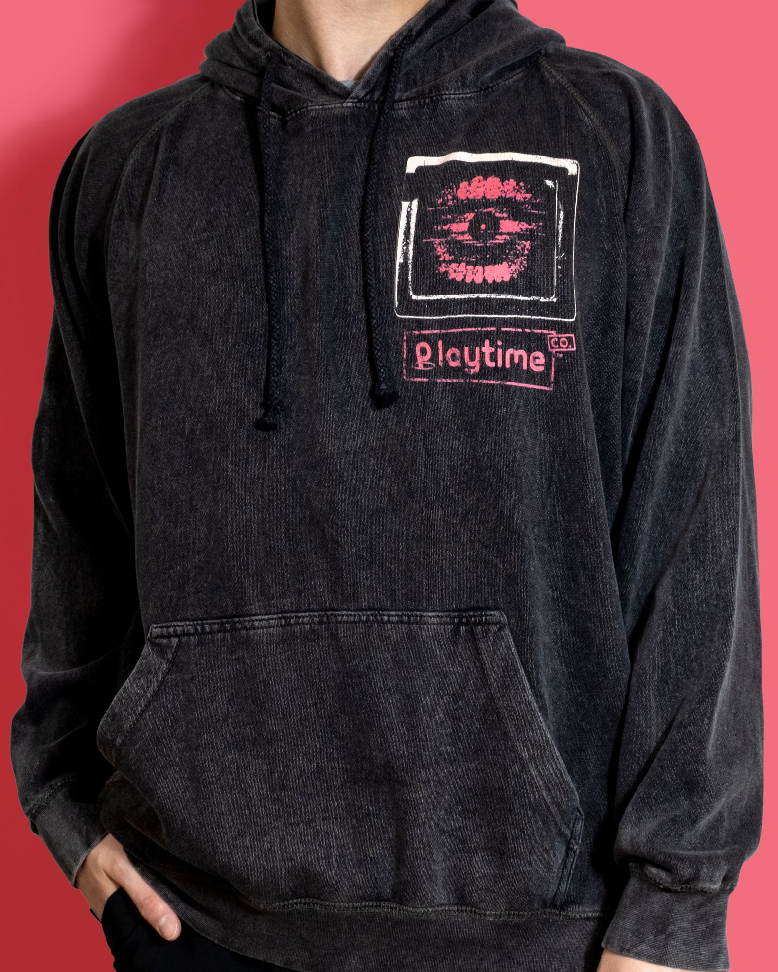 Yarnaby & The Doctor Black Mineral Wash Drawstring Hoodie – Poppy